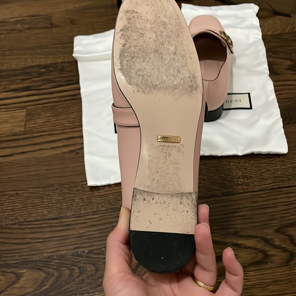 Gucci Pink Double G Logo Leather Loafers, used but great condition. - Picture 13 of 15